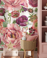 Large Watercolor Peonies Wallpaper